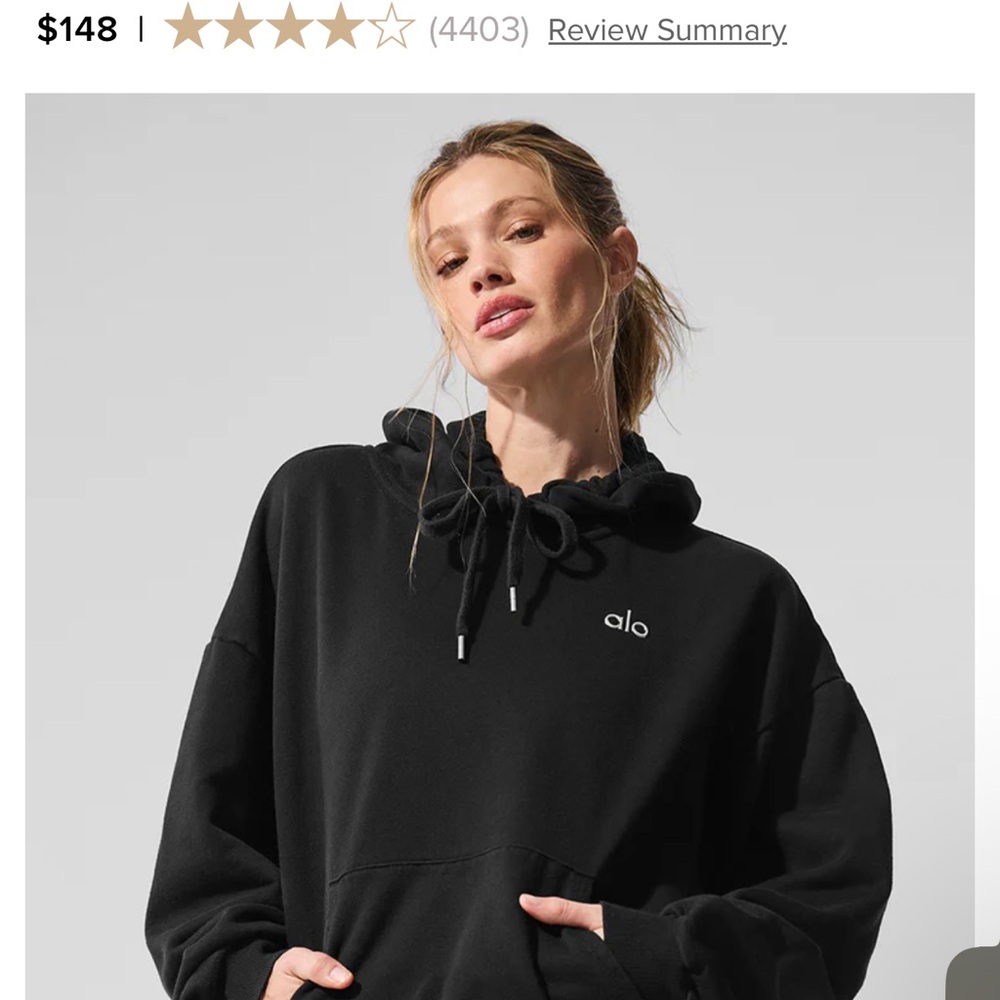 ALO Yoga Black Crewneck Hoodie Sweater size large